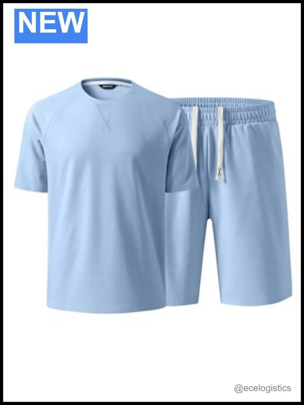 Mens 2 Piece Summer Outfit Raglan Sleeve T-Shirt & Shorts Set Tracksuit